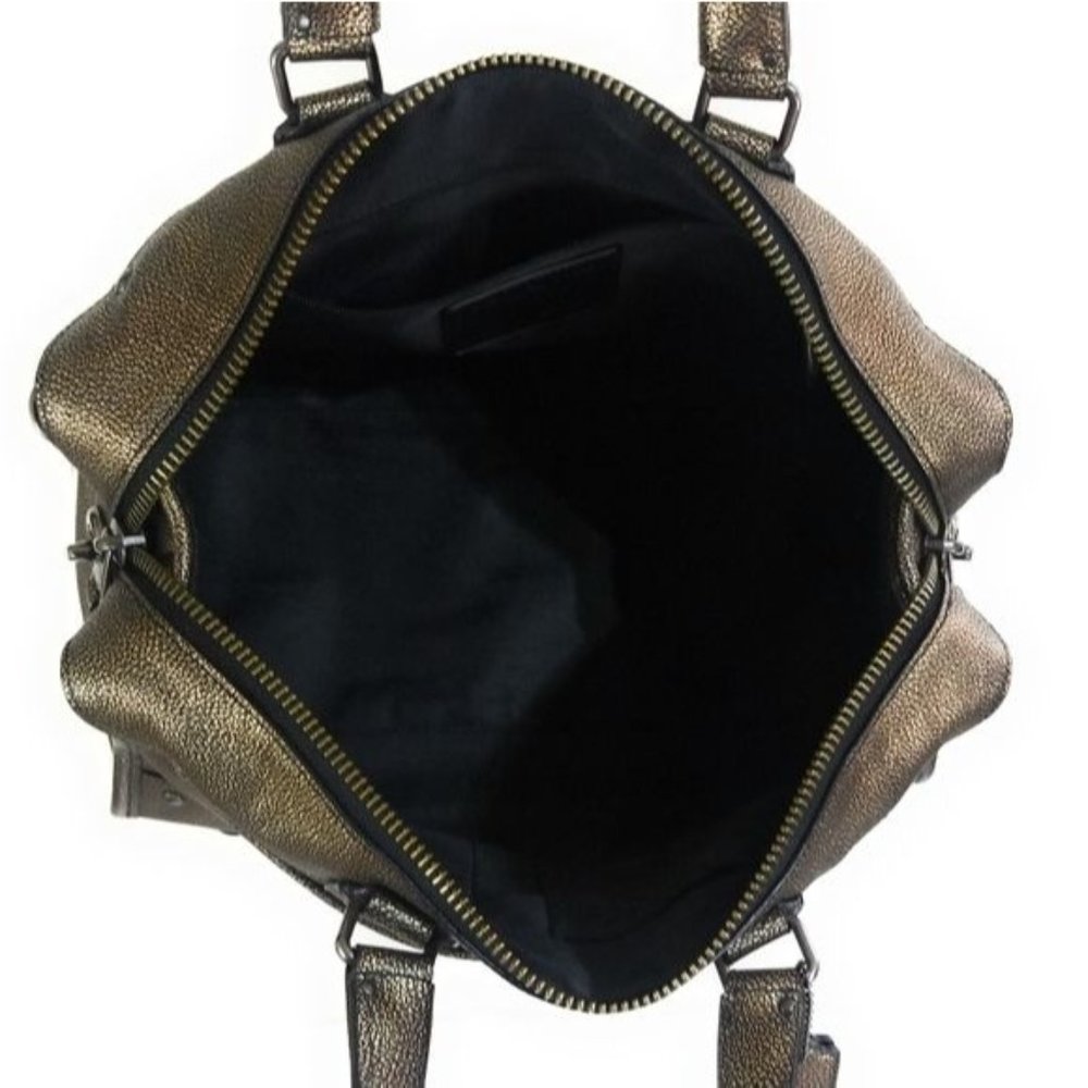 Coach Metallic Leather Rhyder Satchel Shoulder Bag Handbag 33739 in Brass - Picture 4 of 12